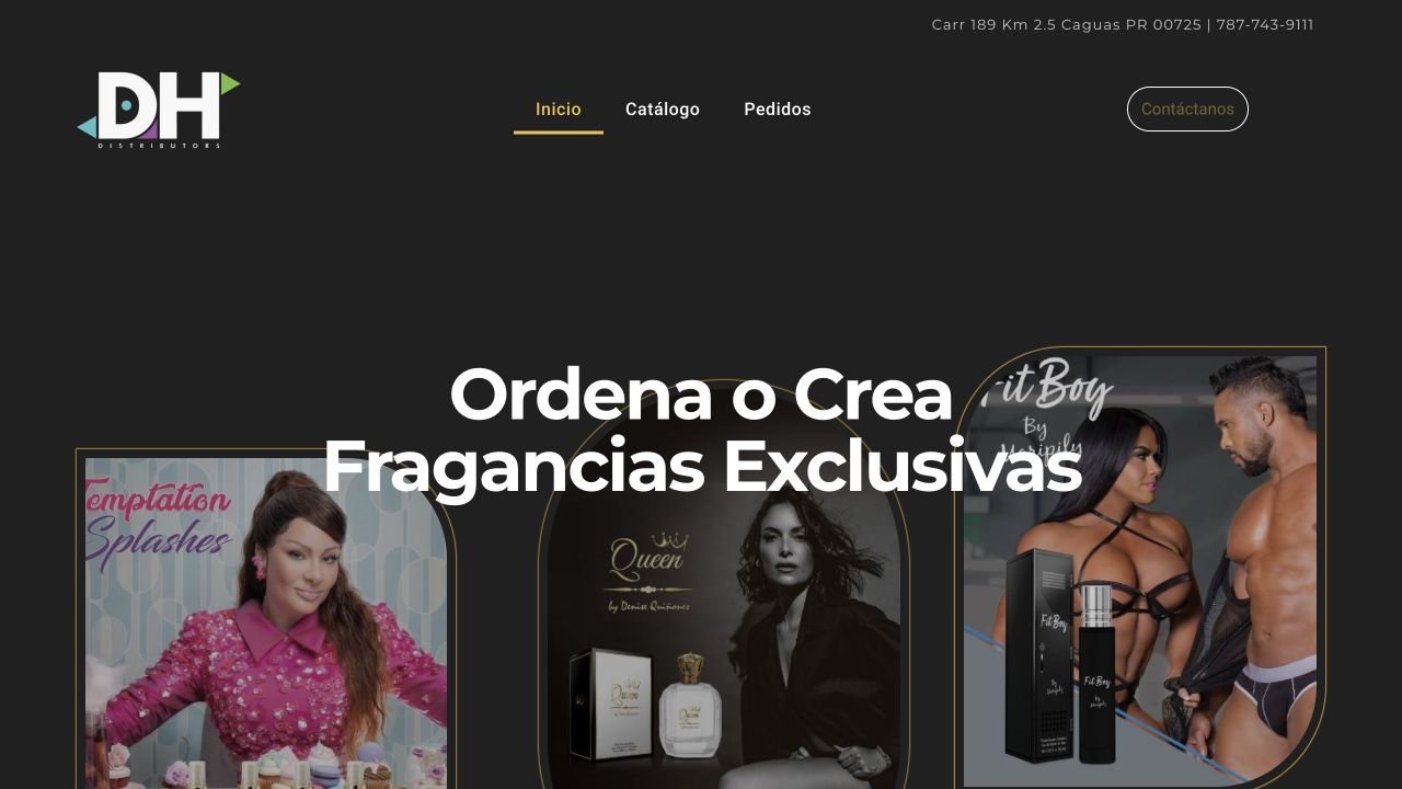 Captura del sitio web de DH Distributors